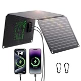 30W Solarpanel Faltbar, Tragbares Outdoor Solar Ladegerät IP67 Wasserdichtes mit 3 Anschlüsse (USB-C+USB-A+DC) für Outdoor Camping, Smartphone, Mobile Powerbank
