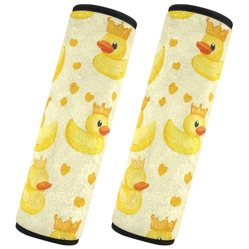 Seat Belt Covers 2 Pack Yellow Duck Crown Car Seat Strap Covers Super Soft Cute Car Seat Neck Cover for Boys Girls Adults Babies S