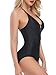 Kyson Sexy One Piece Swimsuit for Women,High Waisted Backless Bathing Suit Deep V Lace-up Bikini Swimwear (L)