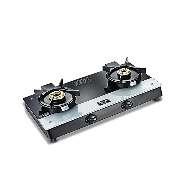 Prestige Svachh Duo GTSD 02 Toughened Glass with Liftable 2 Burners Gas Stove, Black, Manual Ignition