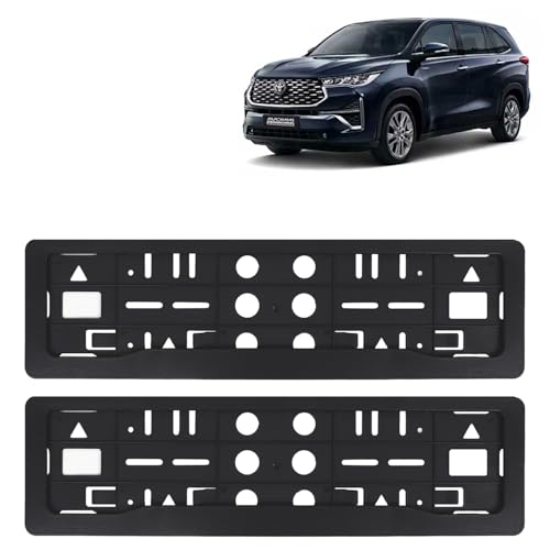 Image of KINGSWAY Innova Hycross Car Number Plate Frames for All 2023 Onwards Models of Toyota Car Registration Plate Holders, Black Licence Plate Covers (Front and Rear), Universal Size 51.5 x 14.5 cm