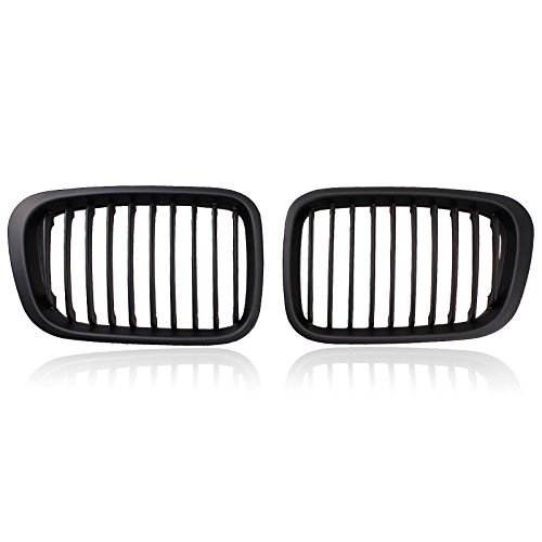 Heart Horse Front Kidney Grille Grill for 1998-2001 B-MW 3 Series E46 320i 323i 325i 328i 330i Sedan 4-Door Replacement (Matte Black)