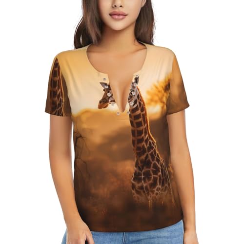 T-shirt à manches courtes femme col V profond pour le sport à la maison et voyage