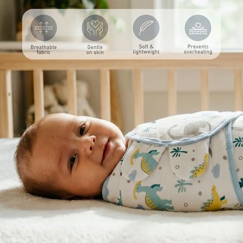 Image of GLLQUEN BABY Swaddles for Newborns 0-3 Months, Adjustable & Easy Fastener | 3-Pack, Baby Boy Swaddles Organic Cotton Womb-Like Nursery Swaddling Blanket reduces startle reflex, Soft & Skin-Friendly