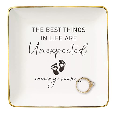 NZY Baby Pregnancy Announcement Gifts-Promoted to Grandma,Aunt,Godmother-Baby Coming Soon-New Baby Reveal Gifts for Mom Sister Friends-Mothers Day Christmas Gift-Jewelry Tray Trinket Holder Ring Dish