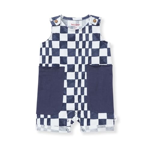 Image of Burt's Bees Baby Baby Boys' Sleeveless Romper, 100% Organic Cotton One-piece Romper Suit