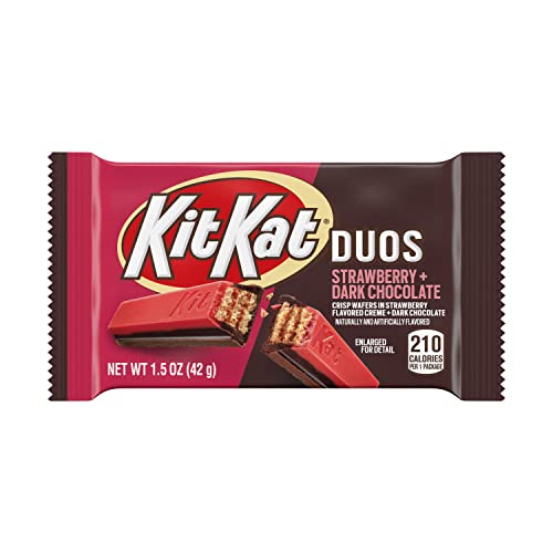 Image of KIT KAT DUOS Chocolate Strawberry Creme Wafer Candy Bars, 1.5 oz (24 Count) (Pack of 2)