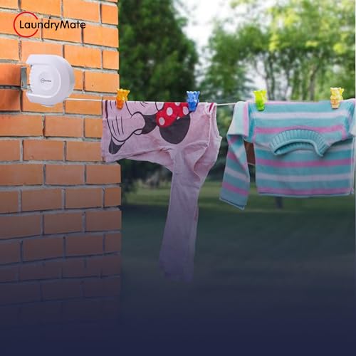 Laundry Mate Retractable Washing Line – 15M Clothes Line Heavy Duty | Durable PVC with Single Cable | Extendable Wall-Mounted Washing Line for Indoor & Outdoor Use - Image 9