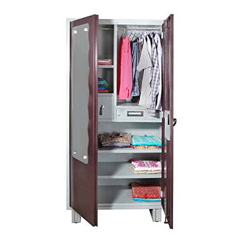 Image of Laxmi KAPAT Metal Wardrobe | 2 Door Large Almirah Cupboard with Locking System | (Powder Coated - Brown 78 X 36 X 19 Inch)