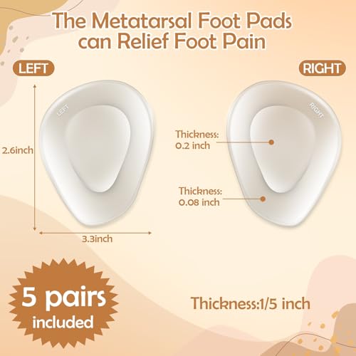 Image of Shynek 10 Pack Metatarsal Pads for Foot Ball of Foot Cushions for Heel, Soft Gel Self Adhesive Foot Pad Insoles Forefoot and Sole Support, Pain Lessen Metatarsalgia Morton's Neuroma for Women and Men