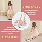 Wooden Baby Walker,Push Walker Bus for Boys and Girls, Stand & Learn Push Walker for Toddlers 1-3 Years Old Pink - Image 4