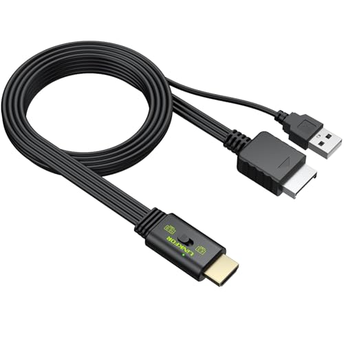 LiNKFOR PS2 to HDMI Converter,HDMI Cable, with 4:3/16:9 Screen Aspect Ratio Switch, HDMI Cable for PS2&PS1 Consoles