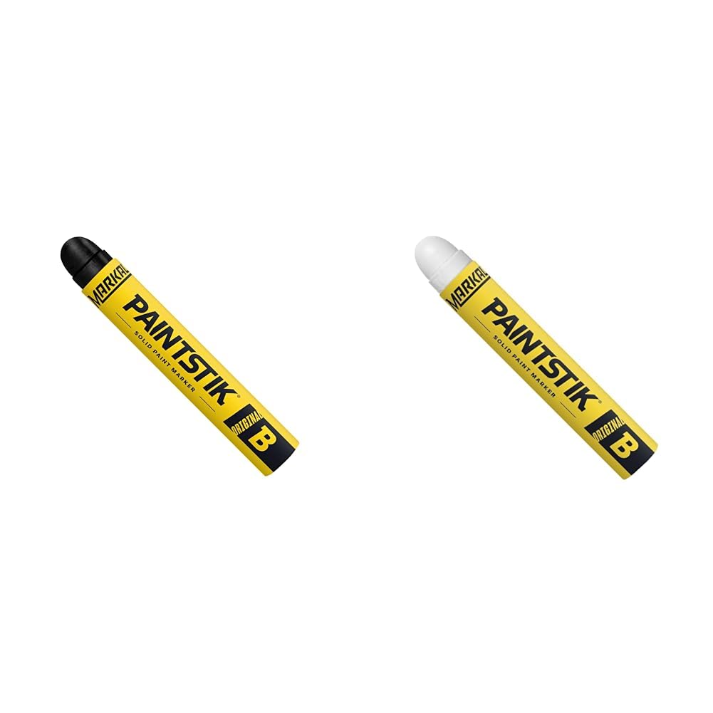 Markal 80223 B Paintstik Black Solid Paint Marker Pack (12) 80220 Paintstik Original B White Solid Paint Marker for Oily, Wet, Cold Surfaces Pack (12) Made in USA