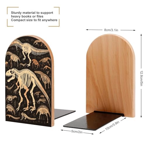 Sujetalibros de madera dinosaurio soporte universal resistente antideslizante 1 par 3