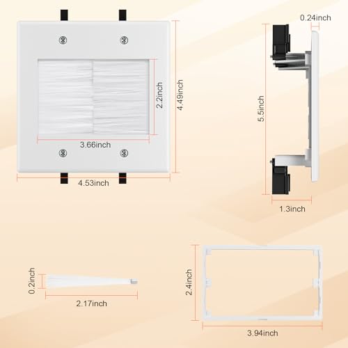 in Wall Cable Concealer Kit with Brush Wall Plate,Recessed Outlet Box,9ft Cord,2 Gang Pass Through Wire Hider for TV Cable Management,HDMI Cables and Home Theater Systems by Celendor - Image 3
