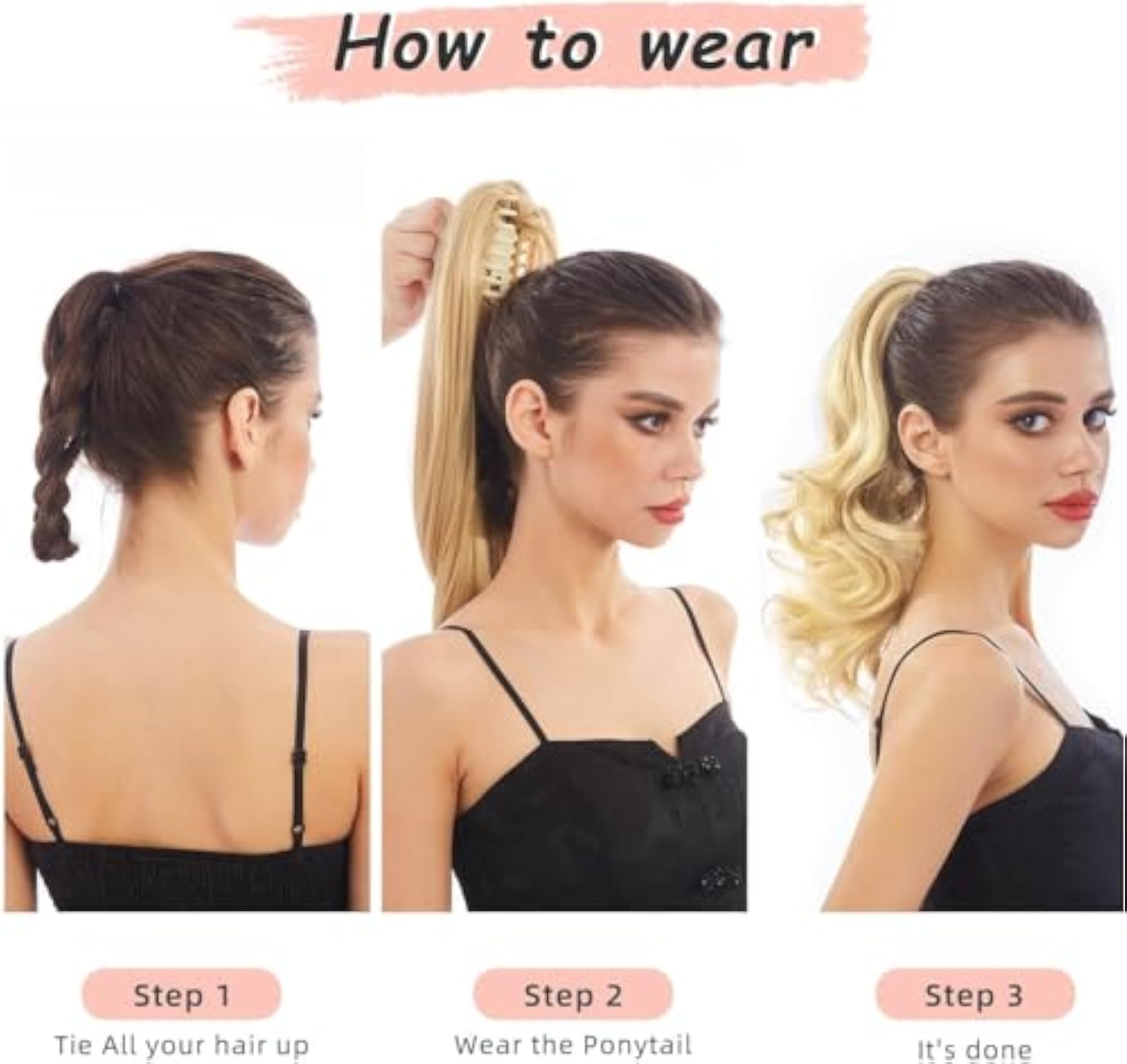 Wavy Ponytail Claw Hair Extension, 14" Curly Synthetic