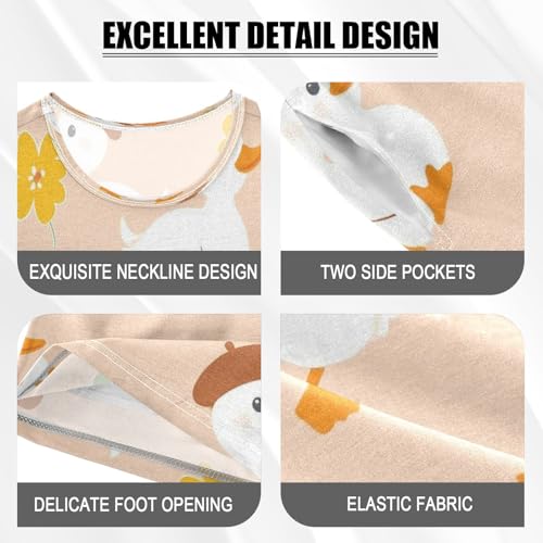 Pajama Sets Short Sleeve Cute Ducks with Berets Soft Cotton Summer Sleepwear 2 Piece PJS Size 5-14T3