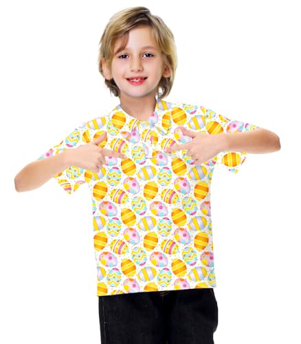 Image of AOBUTE Kids 4th of July Polo American Flag Short Sleeve Button Down Shirts Tops 3-14 Years