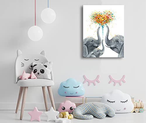 Elephant Wall Art, Elephant Family Love Modern Canvas Print Painting Pictures Wall Art 12"X16" For Living Room Bedroom Kitchen Bathroom Office Wall Decor #TOP3