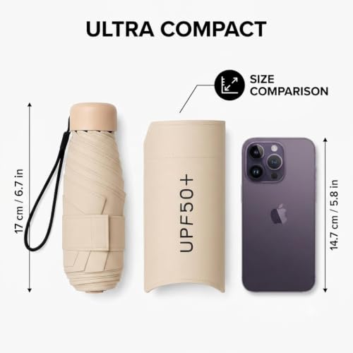 Image of ๐ช๐ข๐ข๐ ๐ญ๐ฌ UV Travel ๐ ๐ถ๐ป๐ถ ๐๐ผ๐น๐ฑ๐ถ๐ป๐ด Ultra Compact pastel ๐จ๐บ๐ฏ๐ฟ๐ฒ๐น๐น๐ฎ with Case, Manual Open ๐ฒ ๐ฅ๐ถ๐ฏ๐ Lightweight ๐ฃ๐ผ๐ฟ๐๐ฎ๐ฏ๐น๐ฒ, Small Sun & Rain ๐ฃ๐ผ๐ฐ๐ธ๐ฒ๐ ๐จ๐บ๐ฏ๐ฟ๐ฒ๐น๐น๐ฎ for Men and Women- Use in ๐ฅ๐ฎ๐ถ๐ป & ๐ฆ๐๐บ๐บ๐ฒ๐ฟ