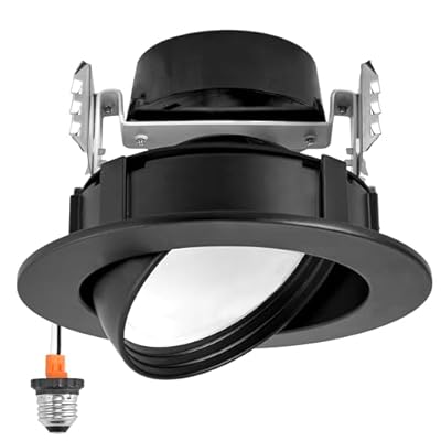 Maxxima 4 in. Rotatable LED Retrofit Downlight Gimbal, 950 Lumens, 10 Watts, 5 CCT 2700K/3000K/3500K/4000K/5000K, Dimmable, Aluminum Black Trim