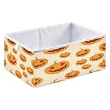 Qilmy Orange Pumpkins Open Home Storage Bins, 15.8 x 10.6 x 7 Inch Closet Organizer Basket, Foldable Rectangle Storage Bin for Toys, Clothes,...