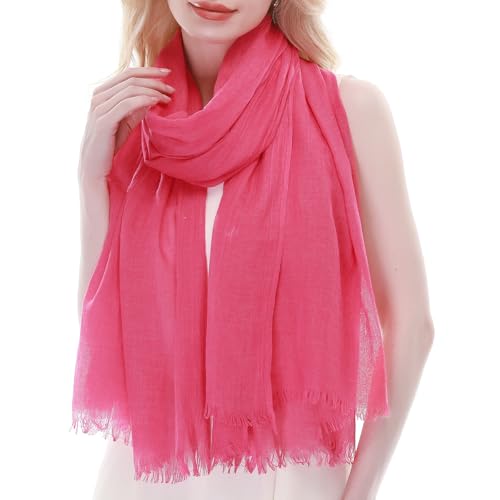 RIIQIICHY Bufanda Mujer Rosa Pañuelos Cuello Fular Foulard con Flecos Chal Fiesta Estolas para Bodas Pashmina