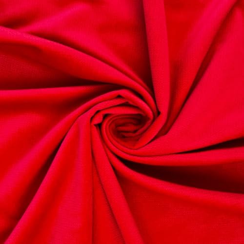 Textrend, Tela de terciopelo por metros, tela de felpa suave, tela 1x1,50m, telas para tapicería y decoración, patchwork (Rojo)