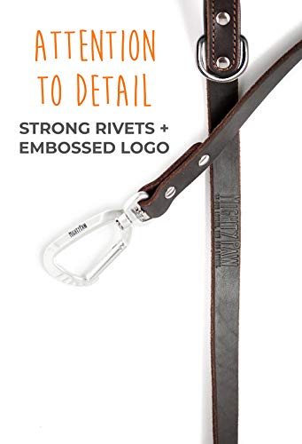 Mighty Paw LEATHER DOG LEASH For Large Dogs - Soft Padded Handle - Extra D-Ring For Waste Bags - Strong Climbers Clip - 6 Ft Leash Leather - Leather Dog Leashes thumb #4