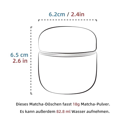 TEANAGOO Matcha Behälter, 2.8 oz Keramik, Doppeldichtung, X6 Lt.grün – Ansicht 5
