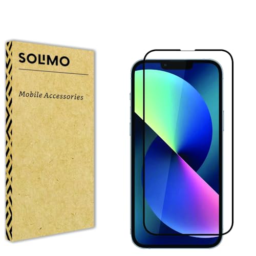 Amazon Brand - Solimo Tempered Glass Screen Protector for iPhone 13, 13 Pro & 14 with Edge-to-Edge Coverage | Easy Installation Kit (Black) (B0D877575P) Amazon Price History, Amazon Price Tracker
