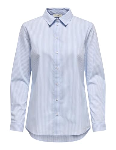 JDY Camisa básica de Mujer Blusa Manga Larga Túnica de Negocios Clásico Ajuste Regular Elástico Top JDYMIO, Color:Azul Claro, Talla:36
