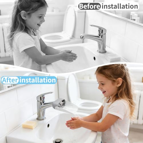 Image of CHILDHOOD (2 Pack) Faucet Extender for Kitchen and Bathtub Sink, Universal Sink Handle Extenders, Fun Hand-Washing for Babies, Toddlers and Kids (Grey)