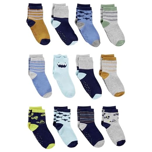 Simple Joys by Carter's Baby 12-Pack Socks, Multicolor/Monster/Sharks/Stripe, 2-3T