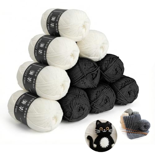Komicea Wolle zum Stricken und Häkeln, 10 x 50g/133m Häkelwolle Garn zum Häkeln, 100% Polyacryl...