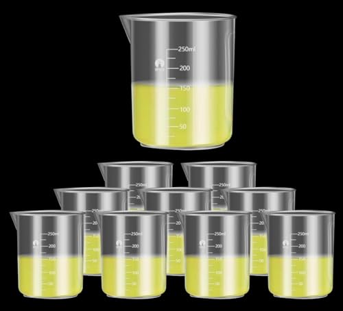 Image of 250ml Plastic Measuring Cups Graduated Epoxy Resin Mixing Cups, Small Beaker, Plastic Measuring Cup for Epoxy Resin, Paint, Art Craft, Soap Candle Tumbler Making (10, 250ml)