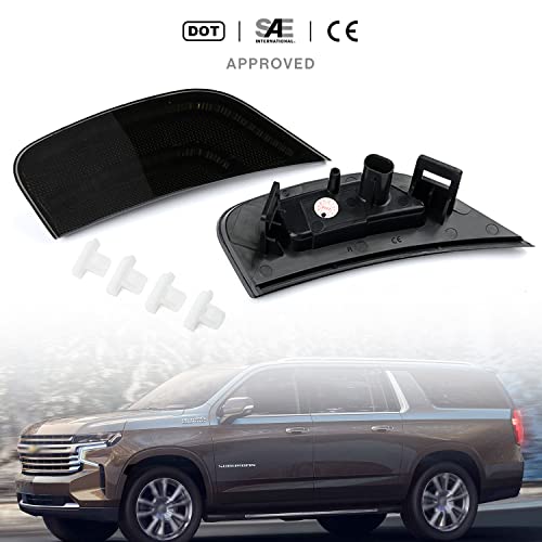 Nslumo Led Side Marker Lights Replacement For 2021 2022 + Chevy Tahoe Suburban Escalade Amber Led Fender Side Turn Signal Parking Light Assembly Gm2550206 Replace Oem Side Lamps Smoked Lens #TOP2