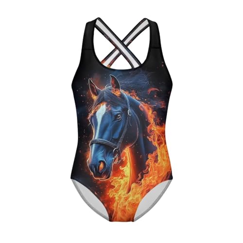 Image of Girls One Piece Cat Swimsuits Quick Dry Cartoon Beach Bathing Suit Crossback Swimwear for Kids 5-14 Years