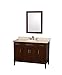 Wyndham Collection 48" Single Bathroom Vanity in Dark Chestnut, Ivory Marble Countertop, Undermount Oval Sink, and 24" Mirror
