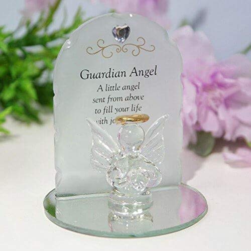 Image of Thoughts of you Glass Guardian Angel Ornament with Verse - Joy & Love