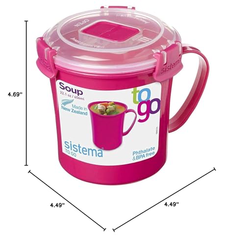 Sistema Microwave Medium Soup Mug | Microwave Food Container | 656 ml | BPA-Free | Minty Teal