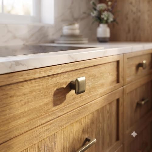 Image of JAGGER JAG401 Drawer Knobs for Home & Office - Durable and Elegant Stainless Steel Door Knob for Cabinets, Cupboards & Dressers (2, Brass Antique (Square))