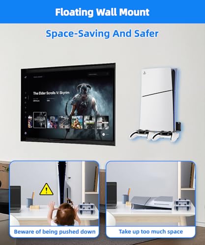 Image of PS5 Wall Mount Aluminum Alloy Compatible with All PS5 Generations Holds Two Controllers Unimpeded Heat Dissipation Ps5 Accessories Universal for Living Room and Bedroom