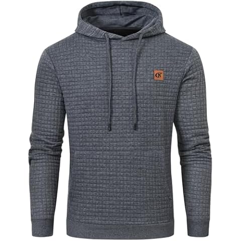 YuKaiChen Men's Grey Plaid Hooded Sweatshirt Cover