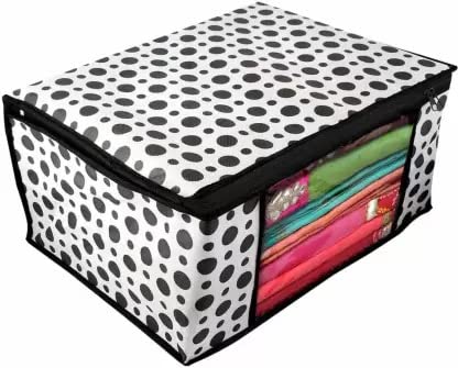 Image of IMMERSE Non-Woven Saree Cover Storage Bag With Transparent Window /Cloth Covers With 2 Premium zip /Saree Organizer for Garment Covers with a capacity of up to 8 sarees (Pack Of 6) (Black Pack of 3)