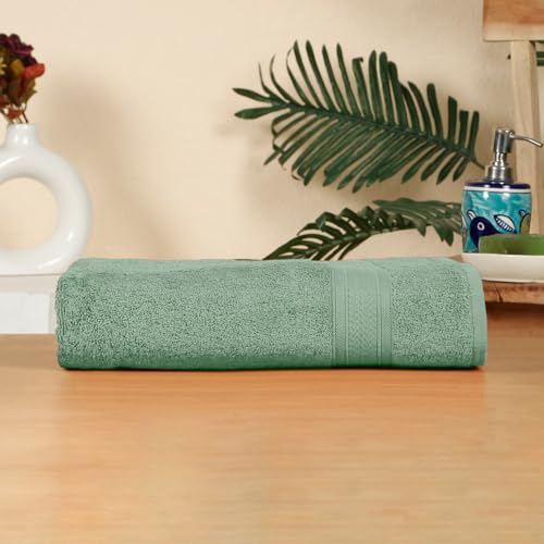 Image of Arvind 100% Cotton Towels for Bath | Towels for Bath Large Size | 500 GSM Bath Towel - Soft & Absorbent | 1 Piece Bath Towel for Men /Women | Urban Comfort | 70 cm x 140 cm - Aqua Green