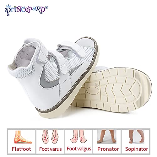 princepard Orthopedic Shoes for Toddlers and Kids, Corrective Summer High Top White Sandals for Children with Arch and Ankle Support2