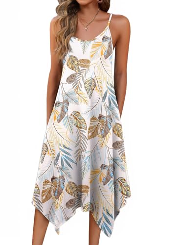 Image of Zeagoo Women Summer Midi Dresses 2026 Hawaiian Bohemian Beach Cover Up Sundress Spaghetti Strap Casual Dress with Pockets