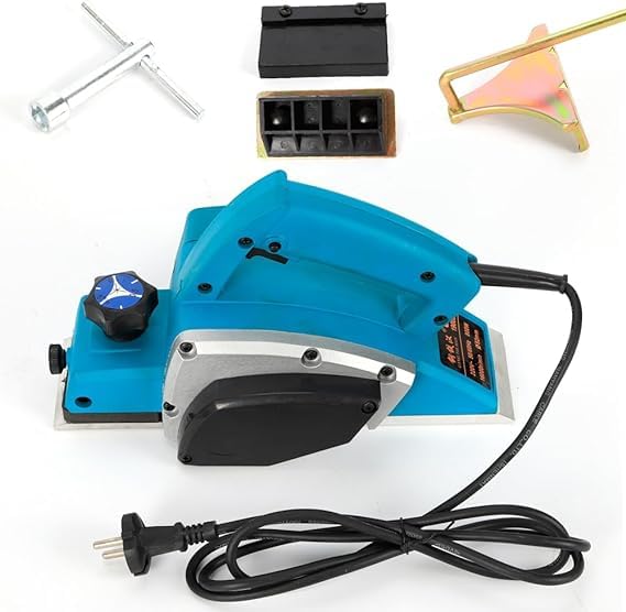 Cepilladora eléctrica, 800 W, cortes precisos hasta 1 mm, ancho 82 mm, guía V para carpinteros, lijar y cortar madera