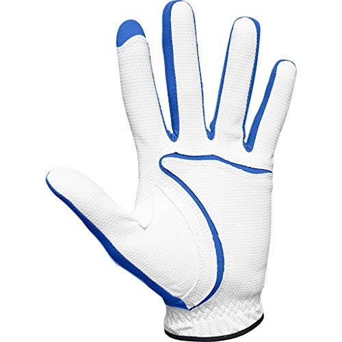 Copper Tech Gloves Men's Golf Glove With Honeycomb Grip, One Size, White/Royal Blue #TOP1